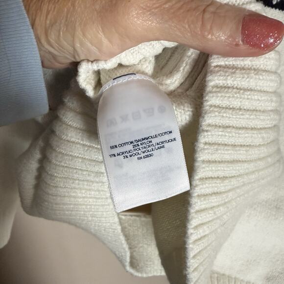 Lands End Sweater-Pullover-Fair Isle Turtleneck-Ivory, Cotton Blend-Medium - Picture 7 of 9